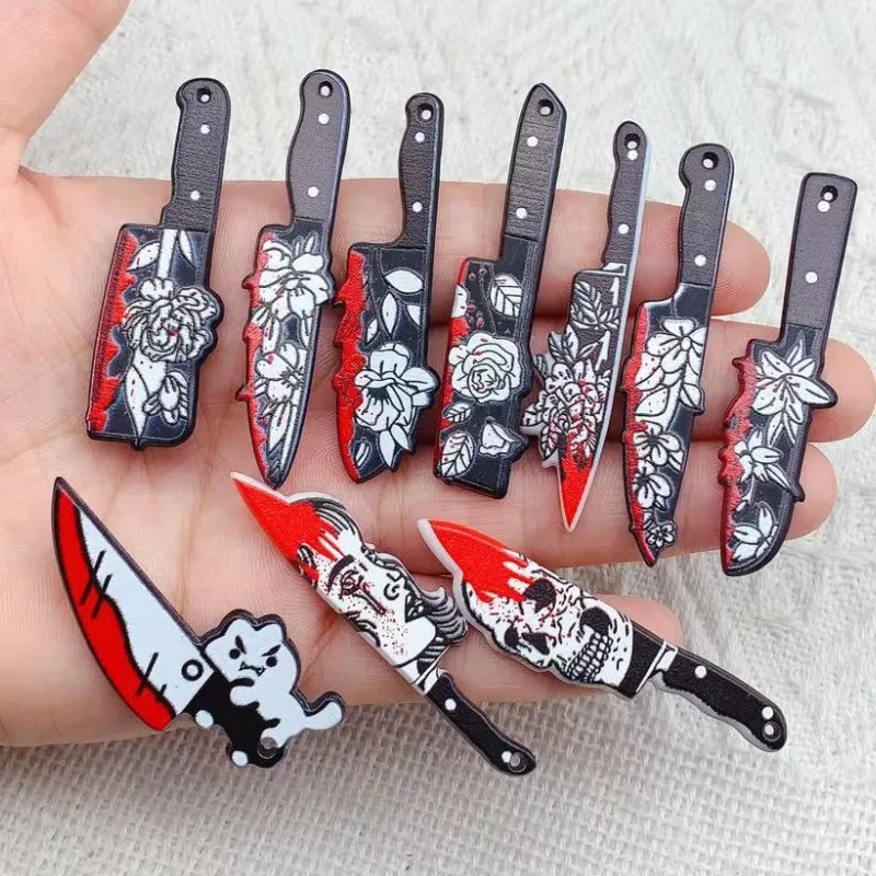 10pcs two-sided Acrylic Gothic Bloody Knife Scissors dagger Charms for  Earring Bracelet DIY Jewelry Making - AliExpress