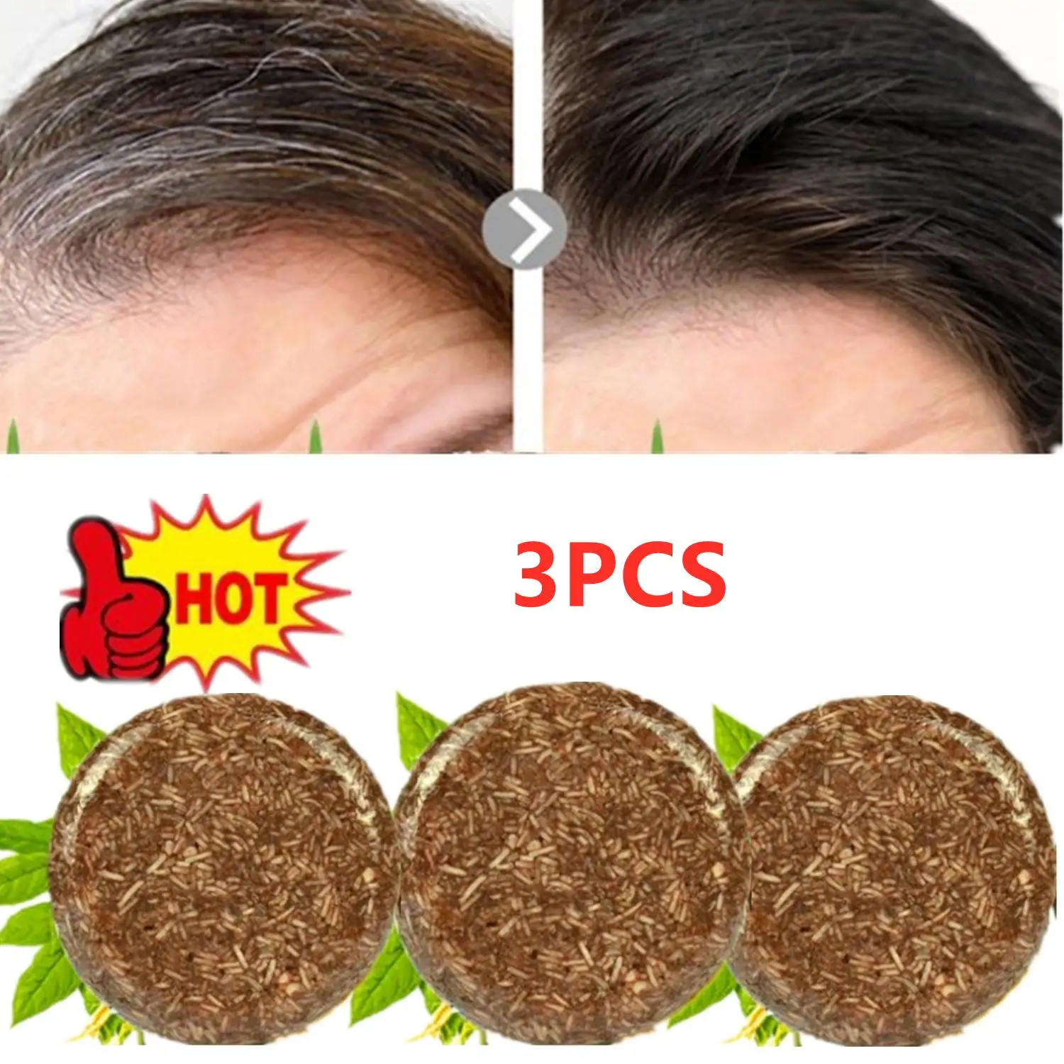 

3XHair Shampoo Polygonum Essence Hair Darkening Shampoo Soap Natural Organic Hair Shampoo Gray Hair Reverse Hair Cleansing