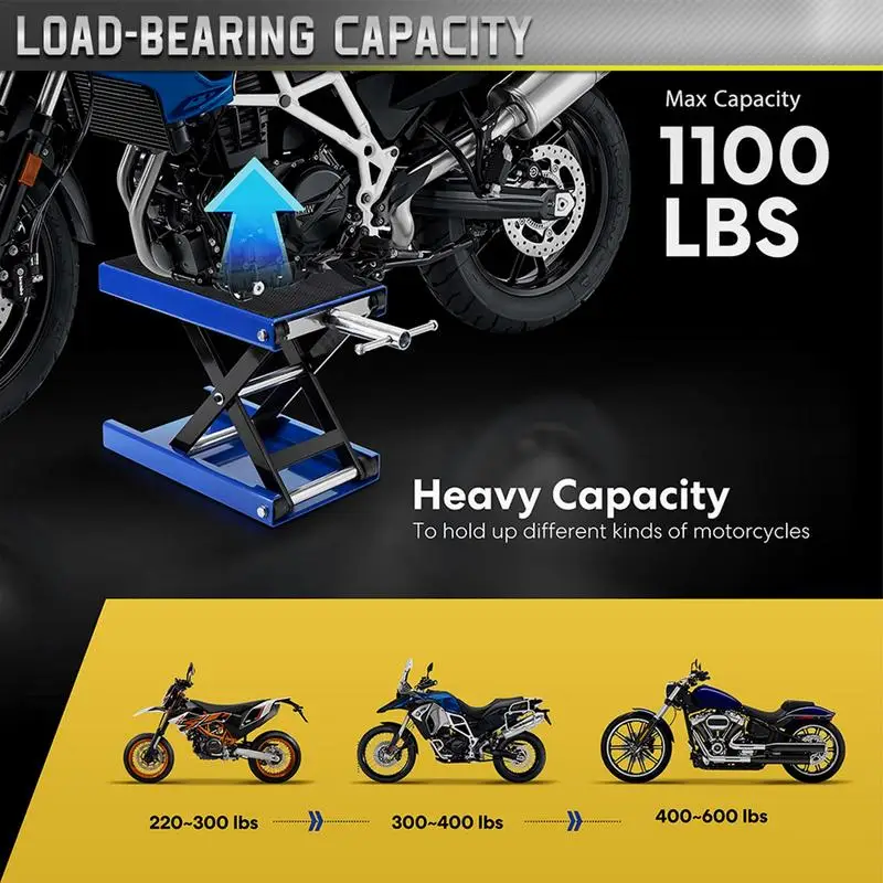 

Motorcycle Lift Table 1100 Lbs Heavy Duty Hydraulic Motorcycle Lift Jack Steel Atv Wide Deck Scissor Lift Jack Table Foot Tool