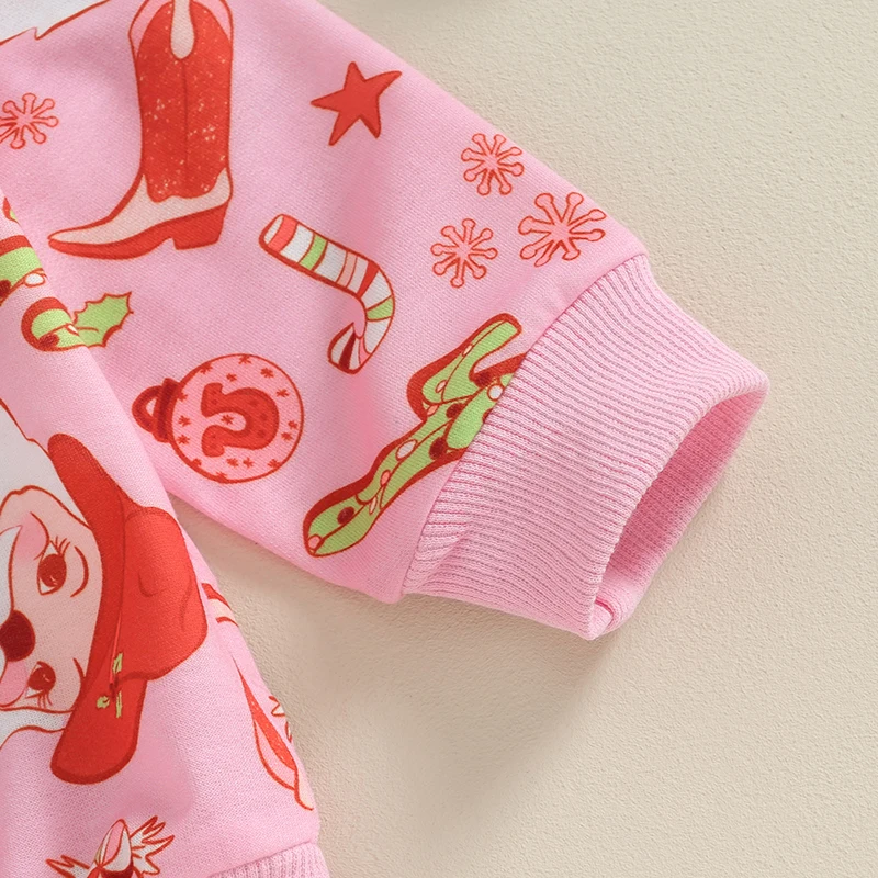 

Baby Girl 2Pcs Christmas Outfits Long Sleeve Santa Wreath Print Tops Pants Set Toddler Clothes