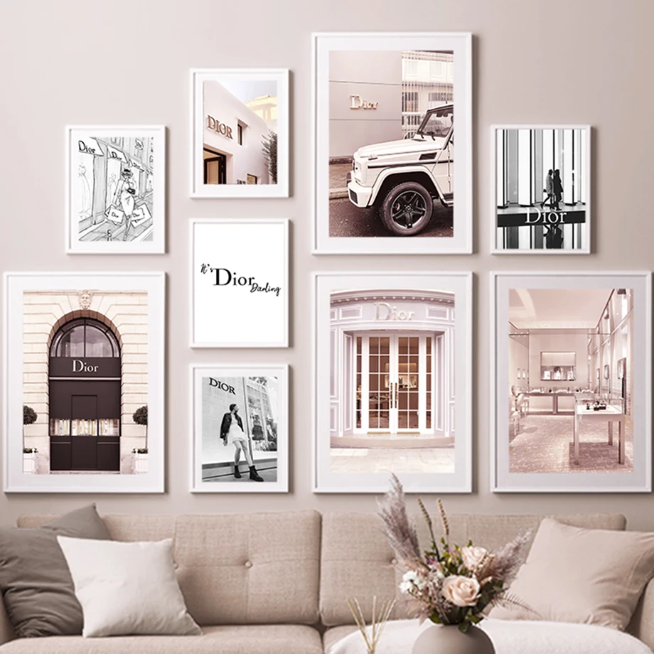 

Fashion France Pink Luxury Store Landscape Nordic Posters Sexy Girl Wall Art Canvas Painting Wall Pictures For Living Room Decor