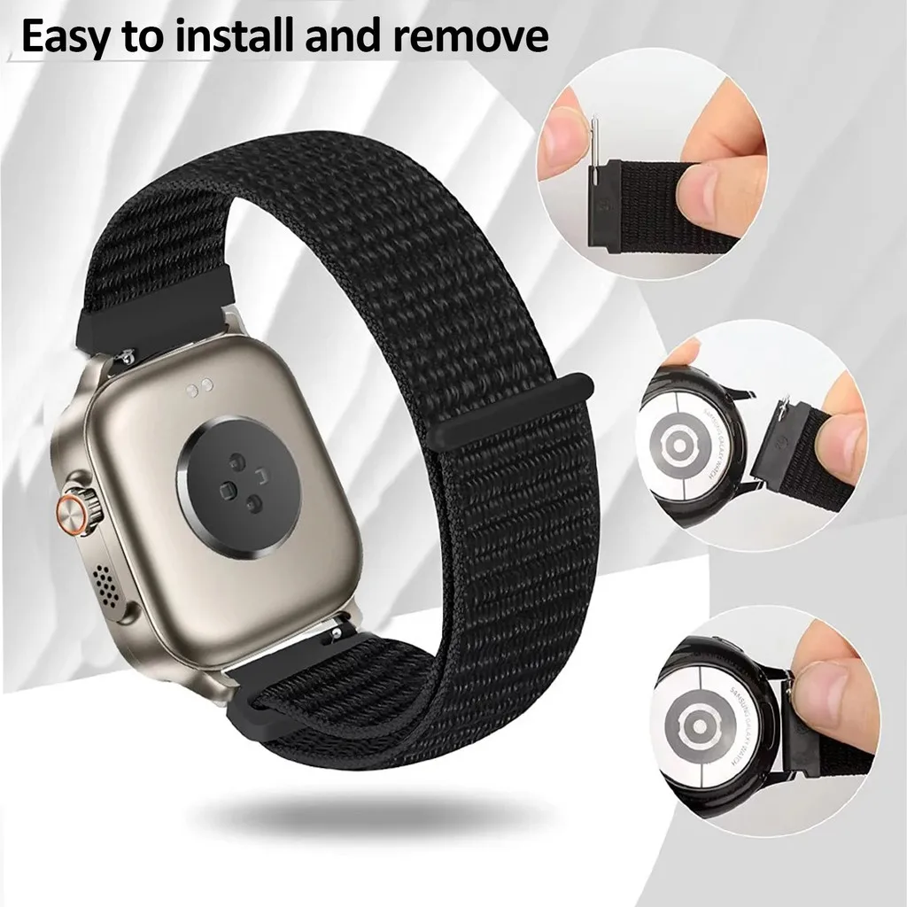 Nylon Sport Loop Breathable Adjustable Watchband Bracelet, 22mm