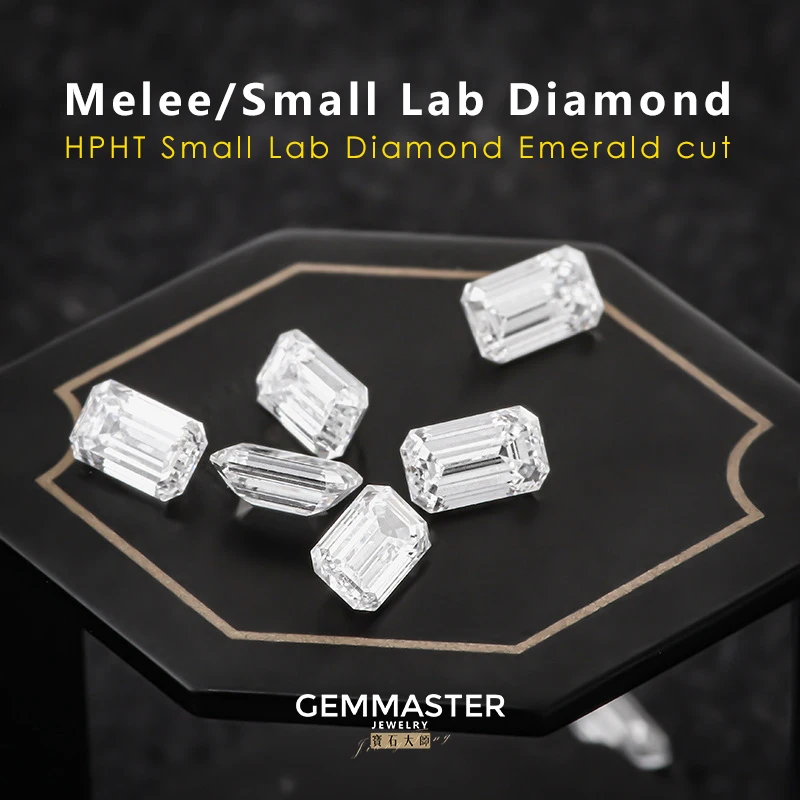 Small Lab Grown Diamond Emerald cut D E F VVS Melee Diamond HPHT 2x3mm 3x5mm Lab Splinter Jewelry Stone