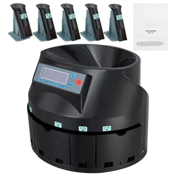 SucceBuy 230/300 Coins/Min USD Coin Sorter Counter Professional Electric Automatic Machine LED Display for School Shop Bank Home 1