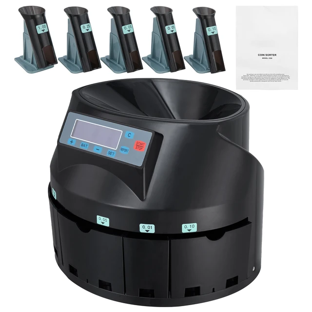 SucceBuy 230/300 Coins/Min USD Coin Sorter Counter Professional Electric Automatic Machine LED Display for School Shop Bank Home 1 SucceBuy 230/300 Coins/Min USD Coin Sorter Counter Professional Electric Automatic Machine LED Display for School Shop Bank Home 1