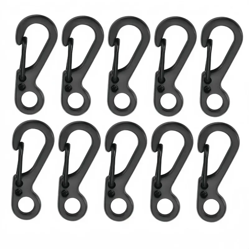 10pc Mini Carabiner Clip Metal Spring Snap Hooks Paracord Lanyard Hanging Clips for Keychain Backpack Bottle Outdoor Accessories