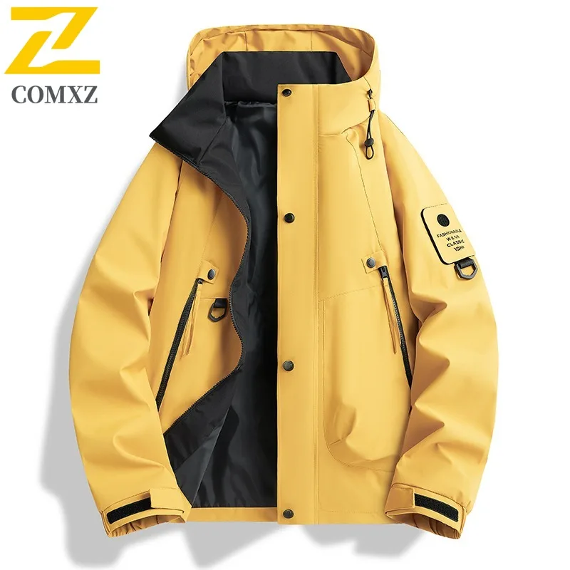 COMXZ Men Winter Jacket Premium Hooded Outdoor Mountaineering Thick Warm Parka Leisure Everyday Style Lightweight Windbreaker