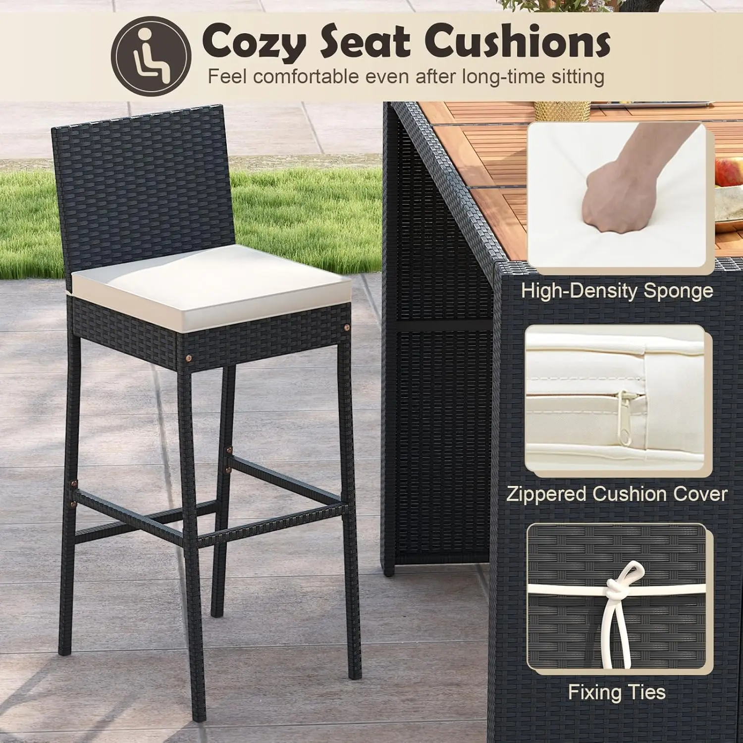 Customizable 7-Piece Outdoor Bar Set 3