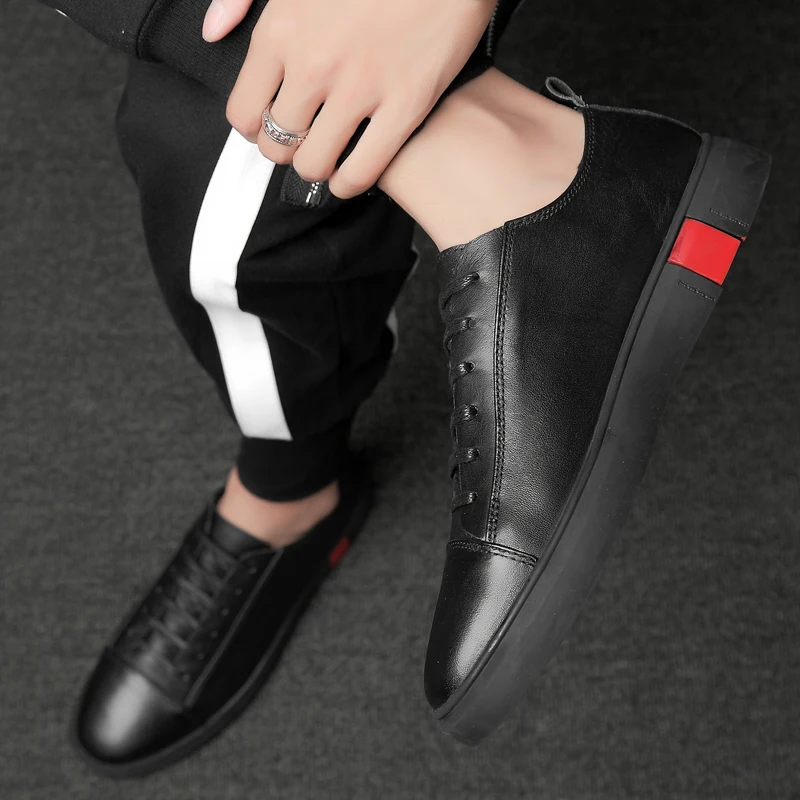 Soft Sole Lace Up Oxford Shoes Sneakers Casual Leather Outdoor Shoes Non-Slip Mens Shoes Handmade Leisure Walk Footwear Sneakers 2