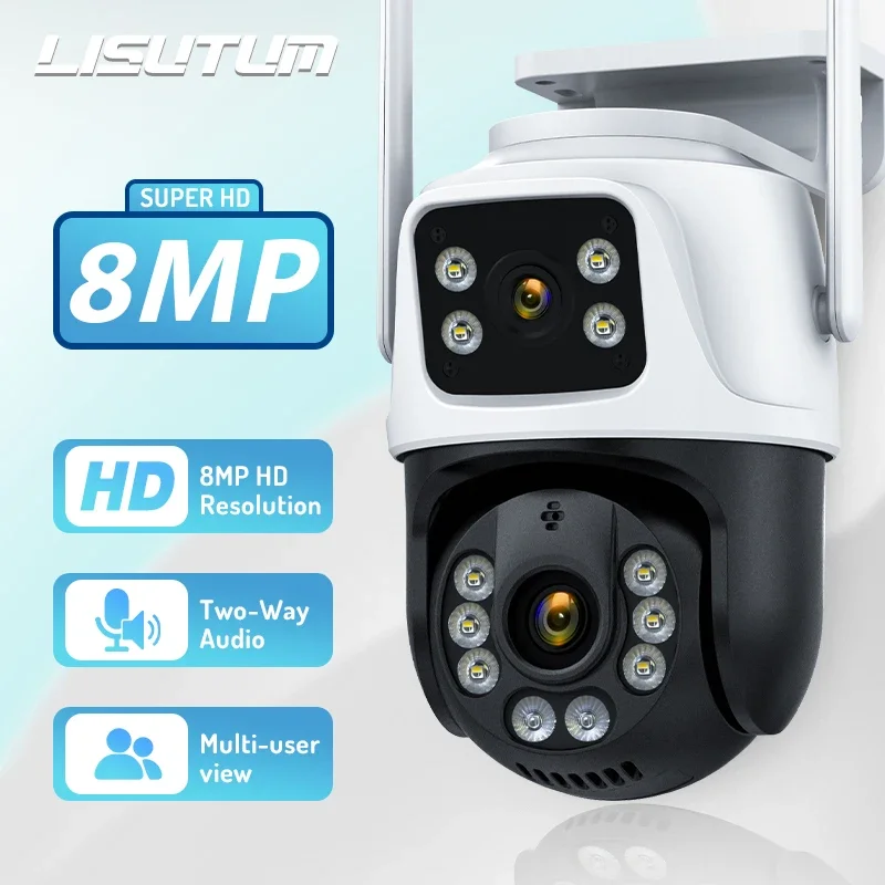 DualLens360WifiCameraIP66SecurityProtection8MP4KWireless