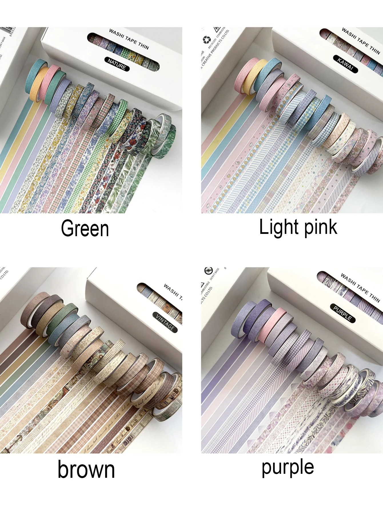 20 Rolls Of Thin Strips Of Washi Tape Box, Delicate Flowers, Plant Patterns, Handbook Tape, Student Diary Decoration, Creative W 3