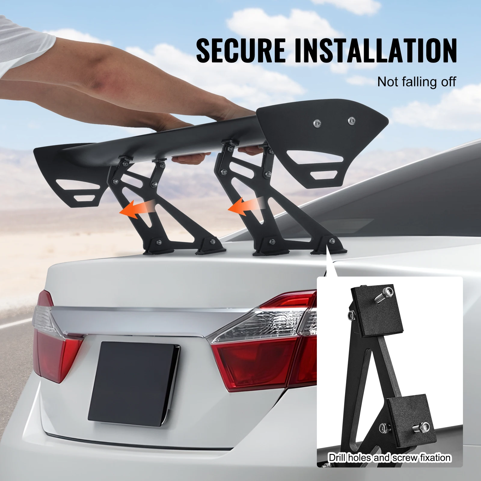 SucceBuy GT Wing Car Spoiler 43.3 inch Universal Spoiler with Single Deck Adjustable Lightweight Aluminum Car Rear Spoiler Wing