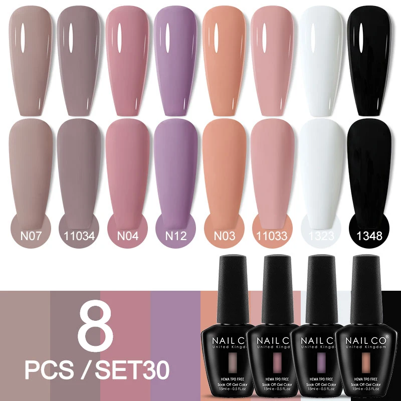 Deluxe 8-Piece Gel Nail Polish Set for Professional DIY Manicures