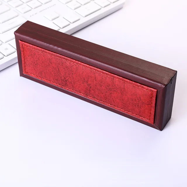 Pu Wood Grain Pen Box Flip Ajándékdoboz Üzleti Aláírás Toll Doboz Koreai Levélpapír - Image 4