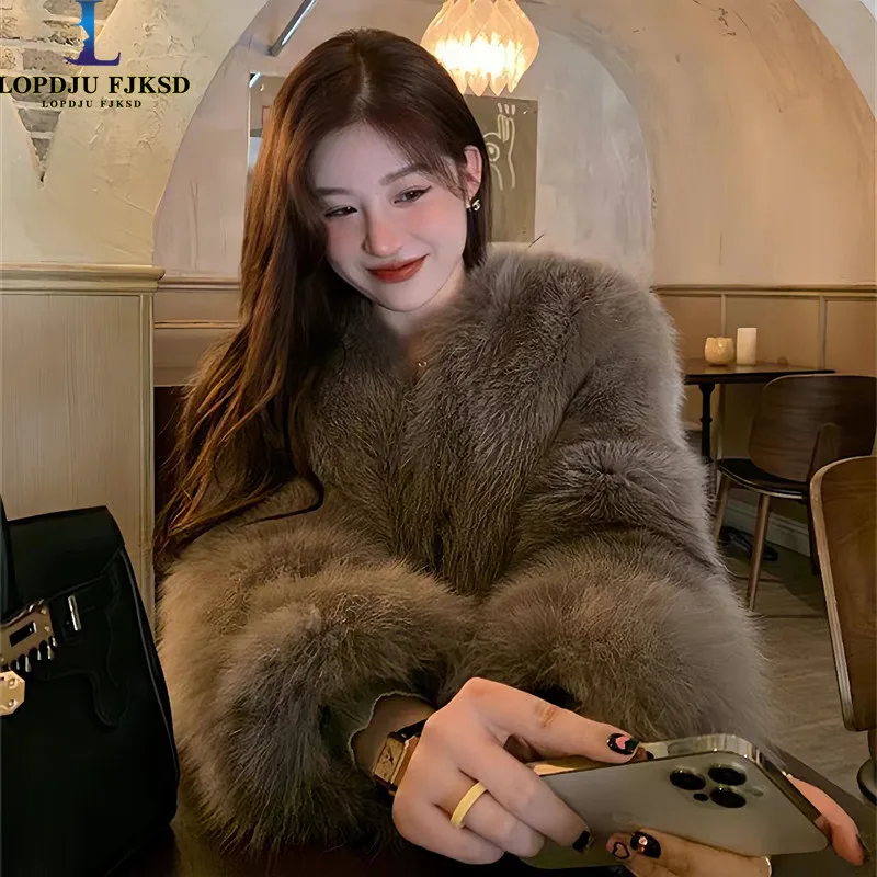 フェイクフォックスファーコート レディース 韓国 ショート