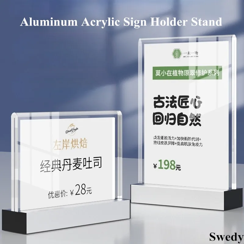 100x70mm Aluminum Price Label Holder Tag Number Name Card Holder Supermarket Mini Acrylic Sign Holder Display Stand 10 pieces supermarket metal price label card tags pop clip countertop cake bread products sign paper holder clip stand
