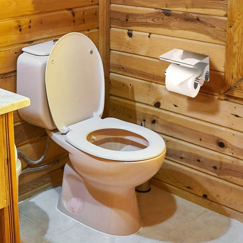 1PCS Stainless Steel toilet paper towel rack for household and public use, phone storage rack, bathroom roll paper box