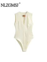 Nlzgmsj  Summer Women Solid V-neck Bodysuit Elegant Sexy Body Slim Sleeveless Bodycon Thin Bodysuit Tops For Women