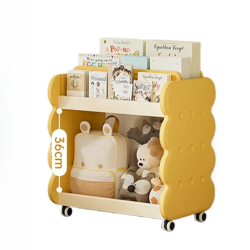 Children's bookshelf, toy storage rack, living room floor shelf, integrated movable reading bookcase