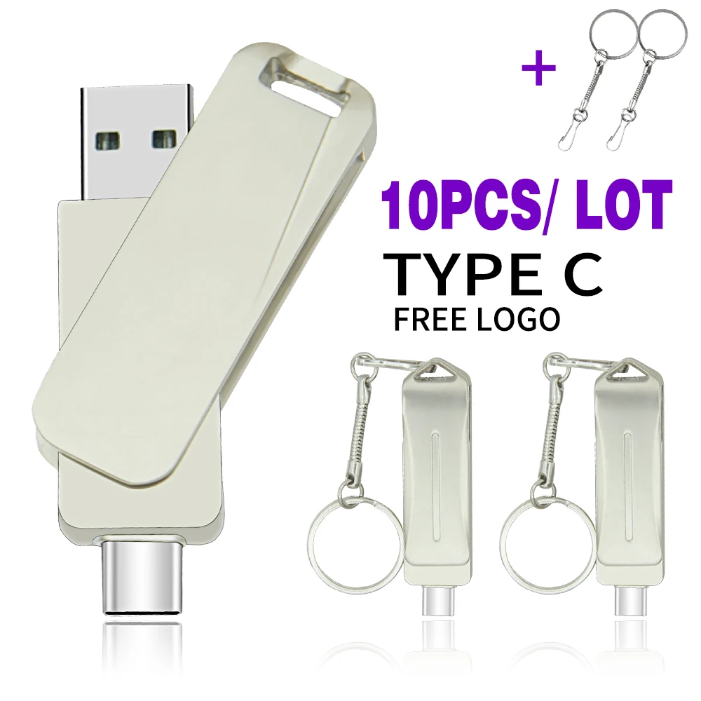 U 디스크 C타입 USB 2.0, 휴대폰 컴퓨터 상호 변속기, 휴대용 USB 플래시 디스크, 고속, 32GB, 64GB, 128GB, 로트당 10 개