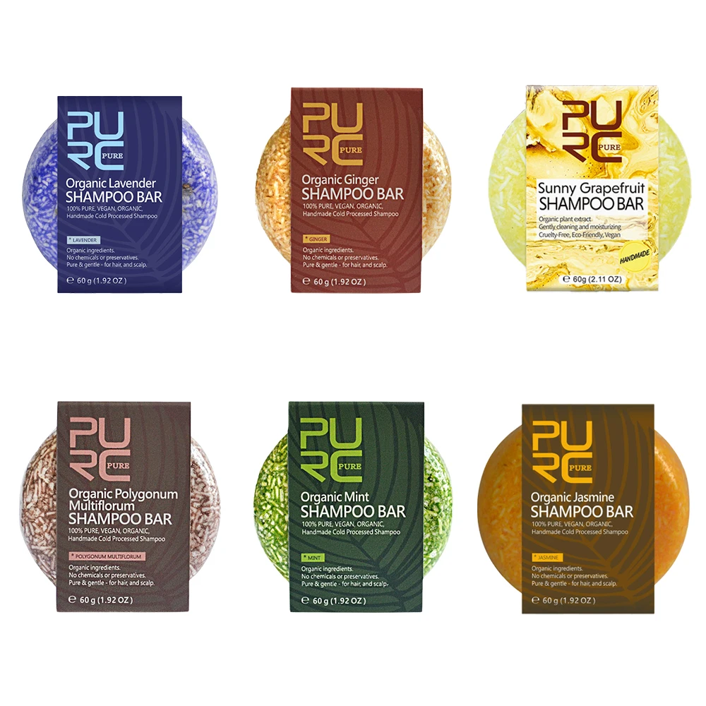 PURC Shampoo Bar Hair Growth Anti Dandruff Oil Control Foaming Hair Treatment White Hair Darkening Solid Shampoo Soap 6