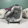 Black Agate Geode Heart Crystal - Natural Carved Palm Stone, Bohemian Home Decor, Love Pocket Gemstone for Crystal Collection 1