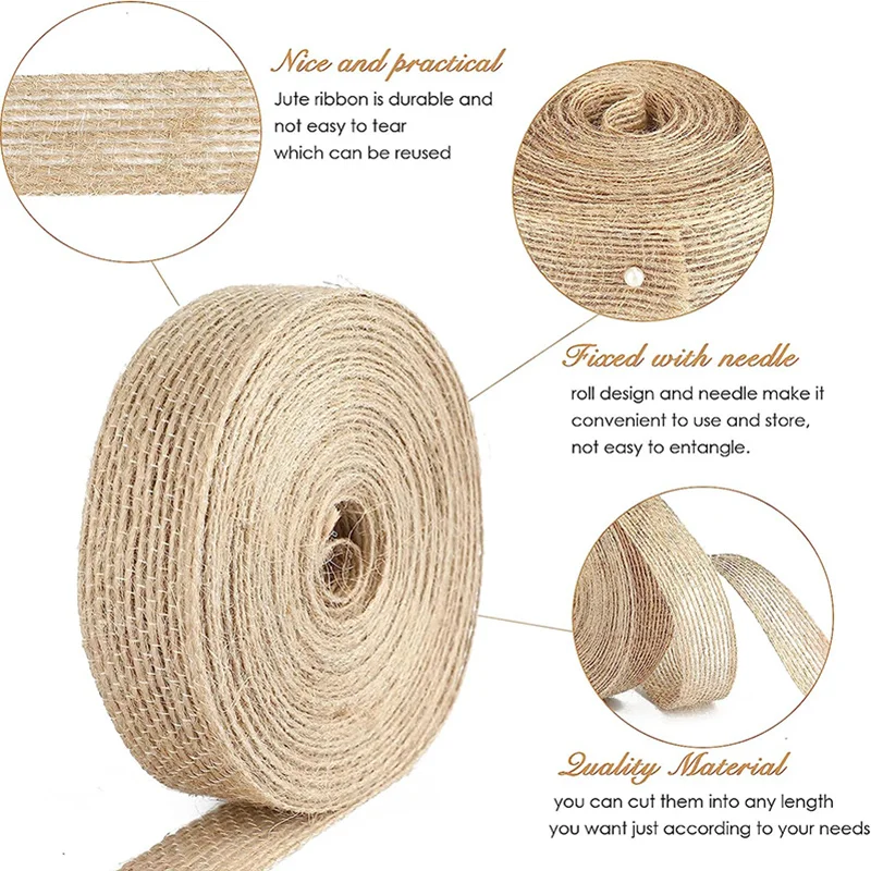 Jute Ribbon 5/10Meters Natural Jute Burlap Fabric Ribbon Burlap Linen Ribbon For DIY Craft Wedding Party Gift Wrapping Decor 10/20/30/38mm