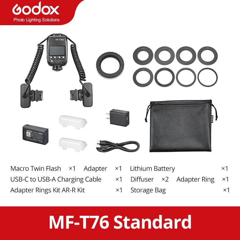 GODOX MF-T76 Macro Twin Flash TLL HSS Speedlite LED Light Flash Light With Diffuser for Sony Canon Nikon Camera