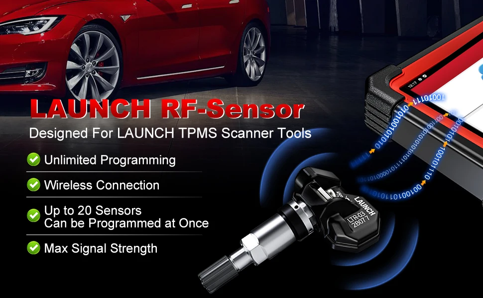 LAUNCH LTR-03 TPMS-Sensor 315 MHz/433 MHz Dual-Frequenz-Schraubmetallventil Reifendrucküberwachung Programmierbar Ersetzen Sie den OE-Sensor – Detail 3