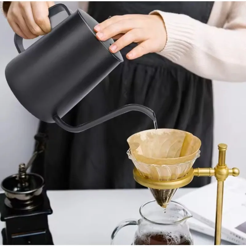 350ML Stainless Steel Gooseneck Brewer With Lid Hanging Handle Drip Coffee Pot