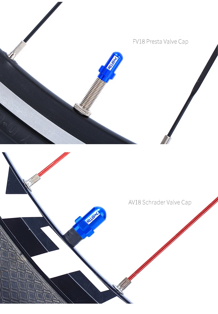 2 teile/beutel RISIKO Fahrrad Ventil Kappen Staub Abdeckung Für Fahrrad Presta Schrader Ventil Eloxiertem Aluminium Legierung – Detail 6