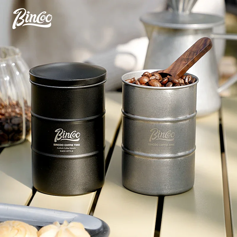 Stainless Steel Coffee Bean Airtight Cans Sealed Cans Outdoor Camping Kitchen Tin Storage Box Coffee Jar Canister Set 370ml 2