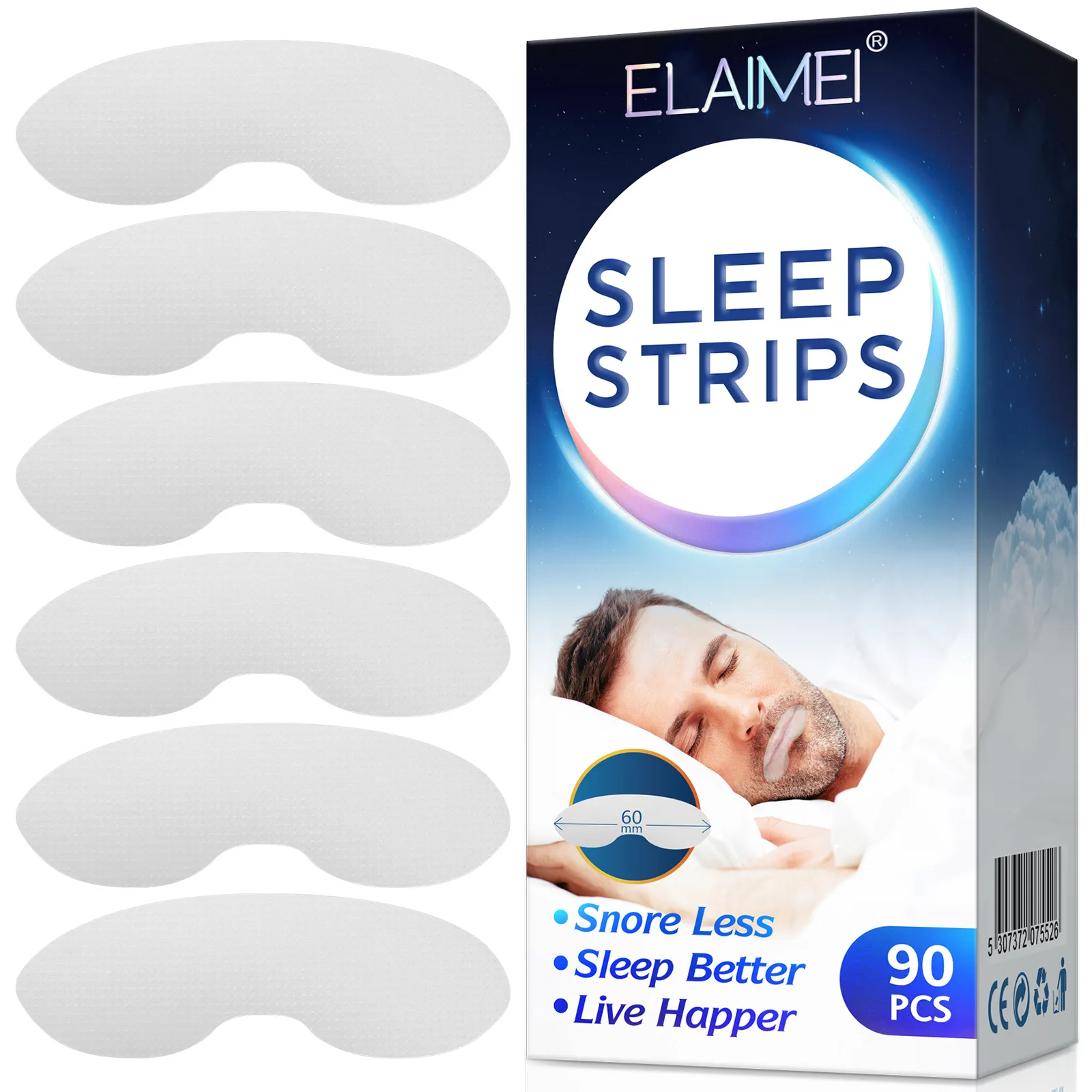 ELAIMEI Anti Snoring Sleep Strips Disposable Gentle Mouth Tape for Better Nose Breathing Reduce Mouth Dryness Sore Throat 2