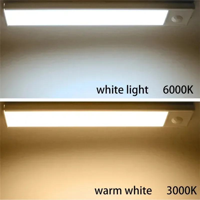 PIR Motion Sensor LED Under Cabinet Lamp Dimmable Rechargeable Night Light Stairs Closet Room Aisle Tube Bar Detector Bulb 3