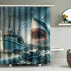 Modern Artistic Dramatic Shark Attack Waterproof Shower Curtain for Stylish Bathroom Decor, Easy Install 6