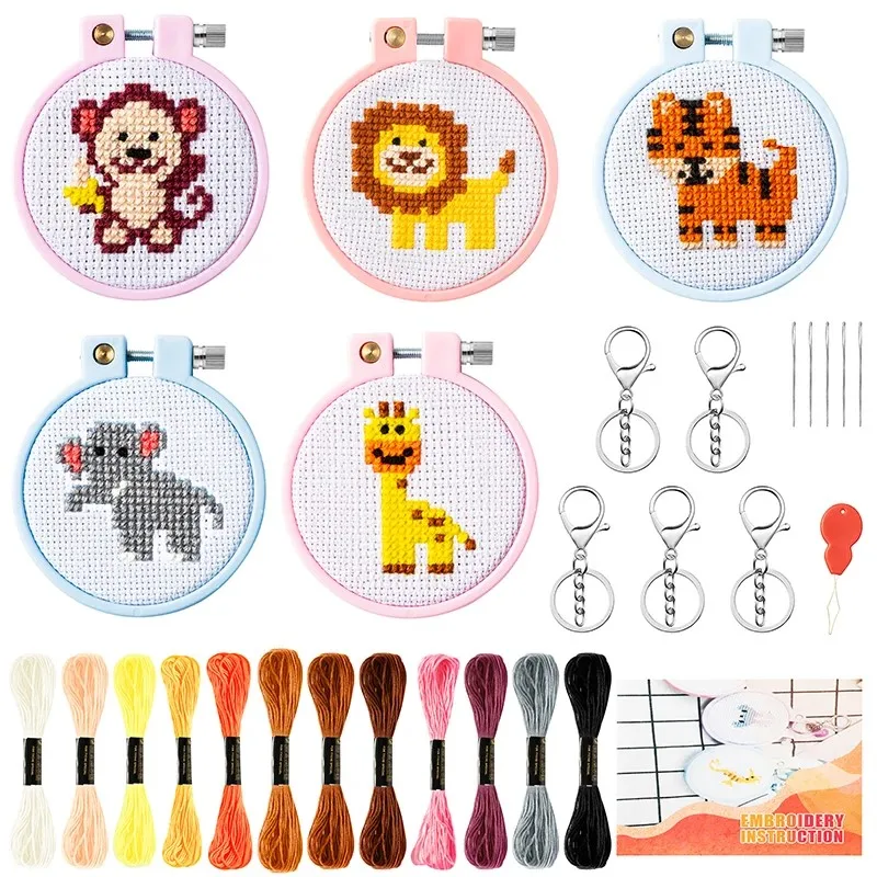 DIY Embroidery Cross Stitch Kit for beginners Gift Keychain Handwoven animal Handcrafted crafts Family activities Backpack hangi cross stitch kits