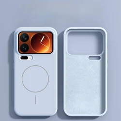 Magnetic Wireless Charging Protective Phone Case - Hard Silicone Skin Cover for Xiaomi 17 pro (Blue)