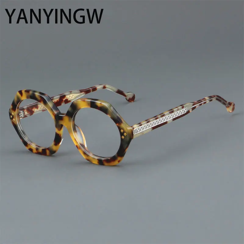 

High Quality Polygon Acetate Glasses Frames Men Lady Universal Vintage Optical Prescription Spectacles Frame