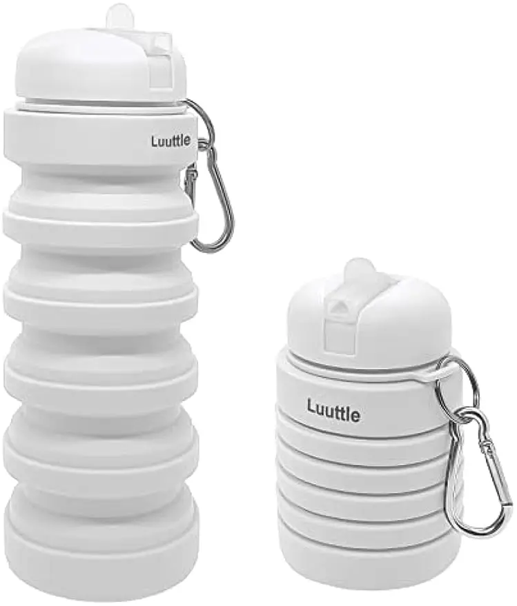 20oz White Collapsible Silicone Water Bottle - Reuseable Water Bottles for Sports Gym Travel Essentials Camping Hiking oolactive 20oz bike water bottle cycling squeeze bottle 600ml grey