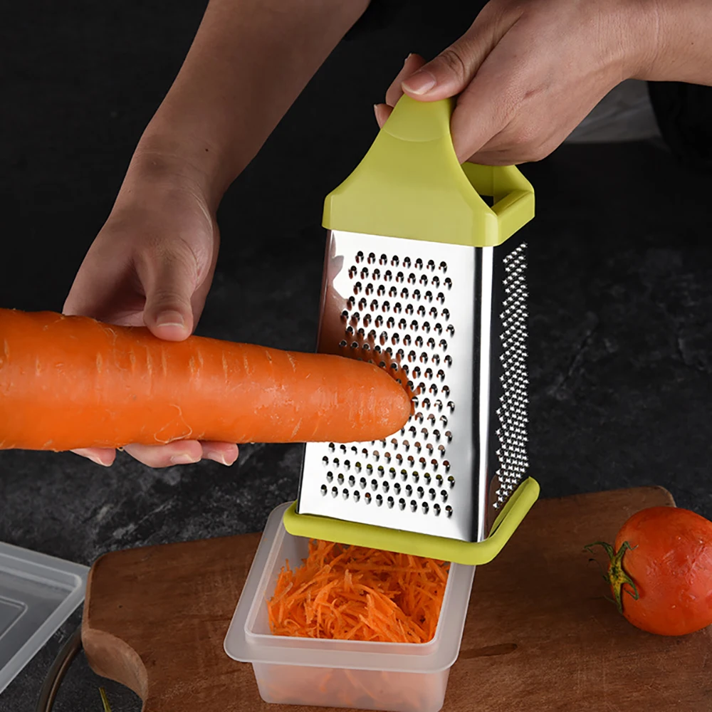 4 면 스테인레스 스틸 블레이드 가정용 상자 강판 용기, 수동 치즈 슬라이서, 다목적 야채 커터, 주방 도구 