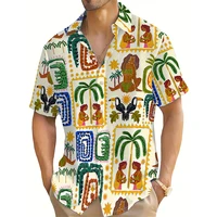 Fashion New Men's Short-Sleeved Shirt Plaid Hawaiian Style Print Daily Casual Beach Holiday Wear With Men's Oversized Shirt Tops 1
