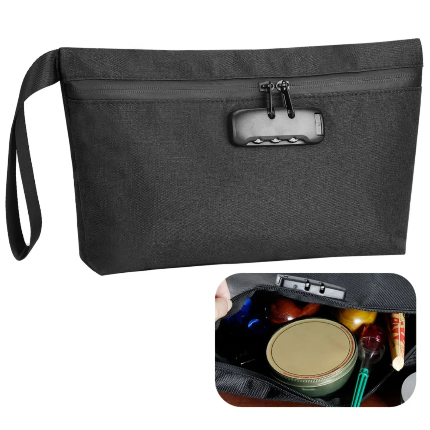 1Pc Smellproof With Combination Lock Waterproof Accessories Carrying Portable Travel Pouch Large Organizer Case