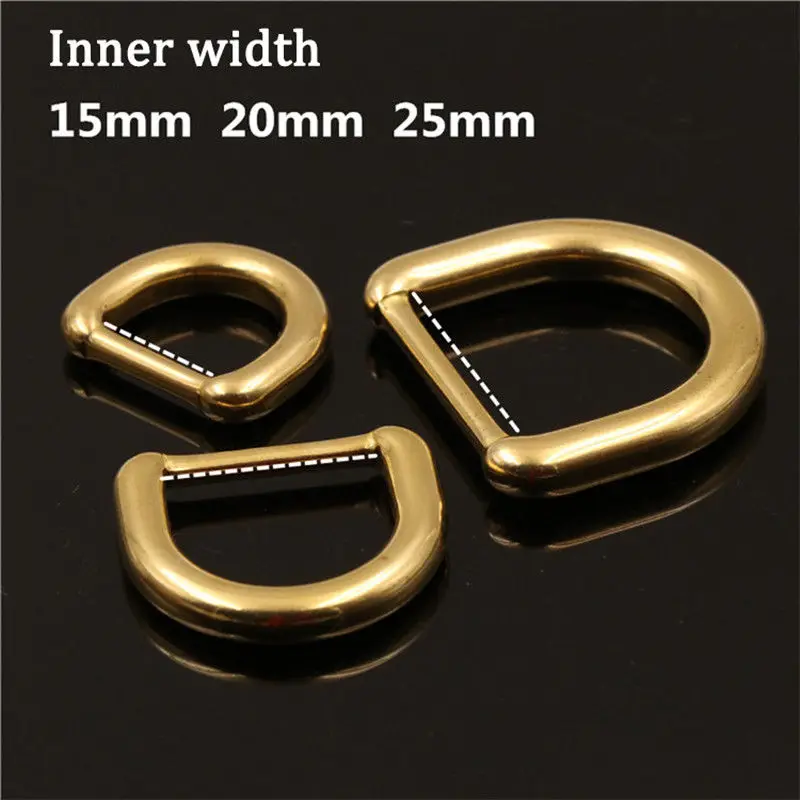 Solid Brass Molded D ring Buckle for Leather Craft Bag Purse Strap Belt Webbing Dog Collar 15/20/25mm 1piece