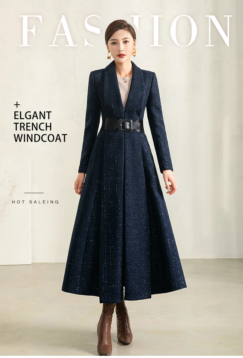 Blue Plaid Wool Coat Image 2