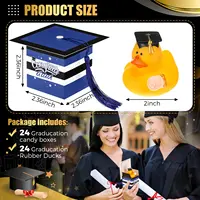 24/48 Sets Graduation Rubber Duck Cap Gift Boxes with Mini Grad Bulk Grad Party Favor Grad Candy Boxes for Graduation 2
