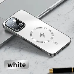 Fubda Magnetic Camera Lens Protective Case with Wireless Charging Support - Matte Frosted Finish for OPPO F31 (White)