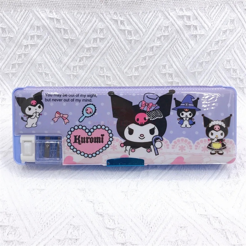 Sanrio Melody Hello Kitty Double-Sided Pen Case Stationery Box Multifunctional Pencil Case With Pencil Sharpener School Supplies