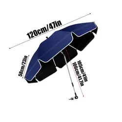 Versatile 360° Rotation UV - Protected Waterproof Beach & Camping Umbrella with Clamp (Dark blue)