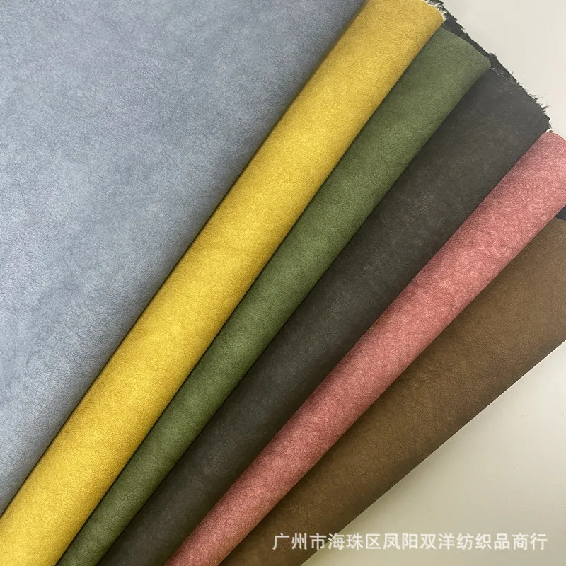 Vintage Double Color PU Leather Clothing Fabric Soft Touch Jacket Pants For Children's Wear Without Wash Water