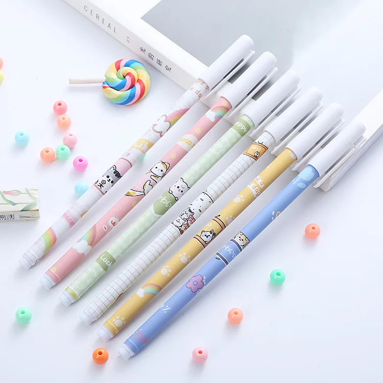 

60 pcs/lot Kawaii Cat Gel Pen Cute 0.5mm Black Ink Signature Pens Promotional Gift Stationery School Supplies